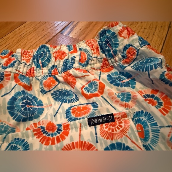 Johnnie O 1/2 Elastic Swim Trunks Men’s Size M Blue/Orange Geometric Print Lined - Picture 8 of 16